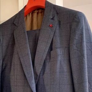 ISAIA Brown-Gray Check Travel Wool Suit *Gregory*